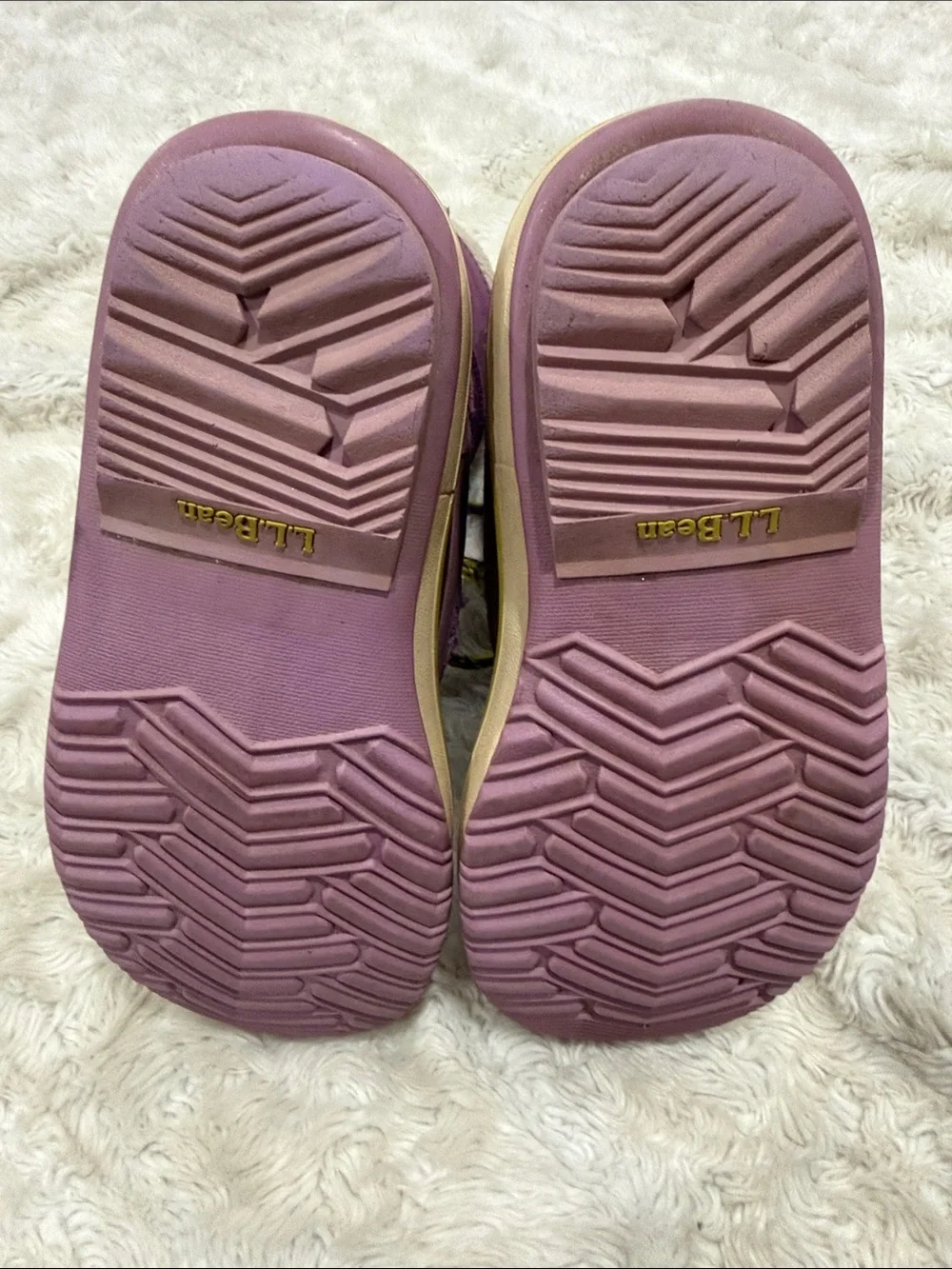 L.L. Bean Purple Kids Snow Boots with Yellow Accent Laces Kids Girls Size 1